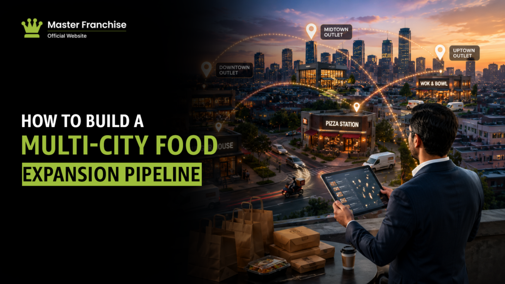 Multi city food franchise expansion pipeline territory.