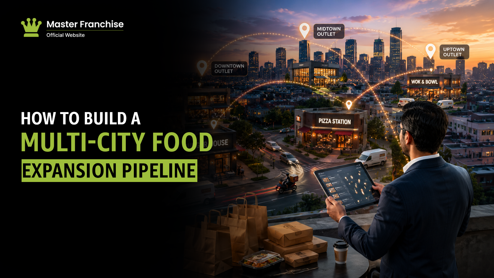 Multi city food franchise expansion pipeline territory.