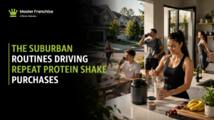 Protein shake bar suburban routine repeat purchases.