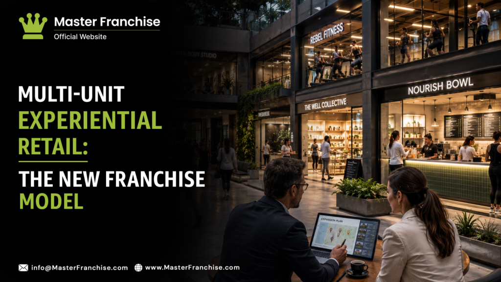 Multi-unit experiential retail franchise territory model.