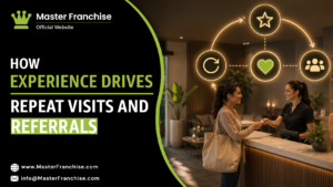 Experiential retail repeat visits and word of mouth loop.