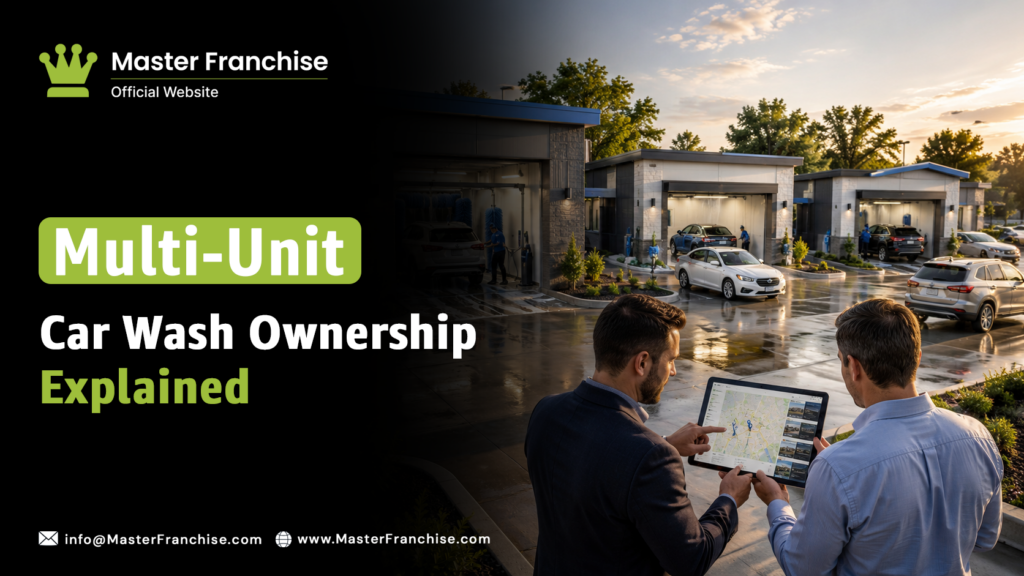 Multi-unit car wash ownership franchise territory.