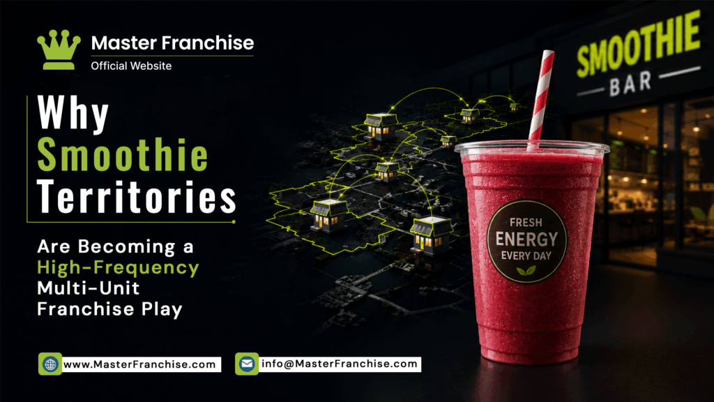 Smoothie franchise territories showing a network of locations supporting high frequency customer visits and multi unit expansion.