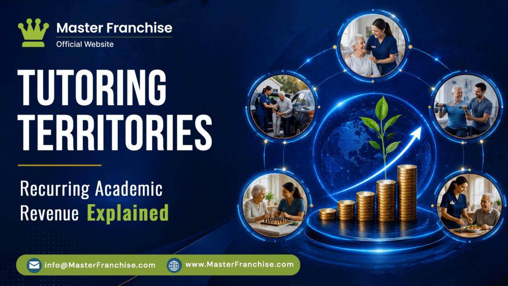 Tutoring territories highlighting recurring academic revenue with connected learning locations and business growth.