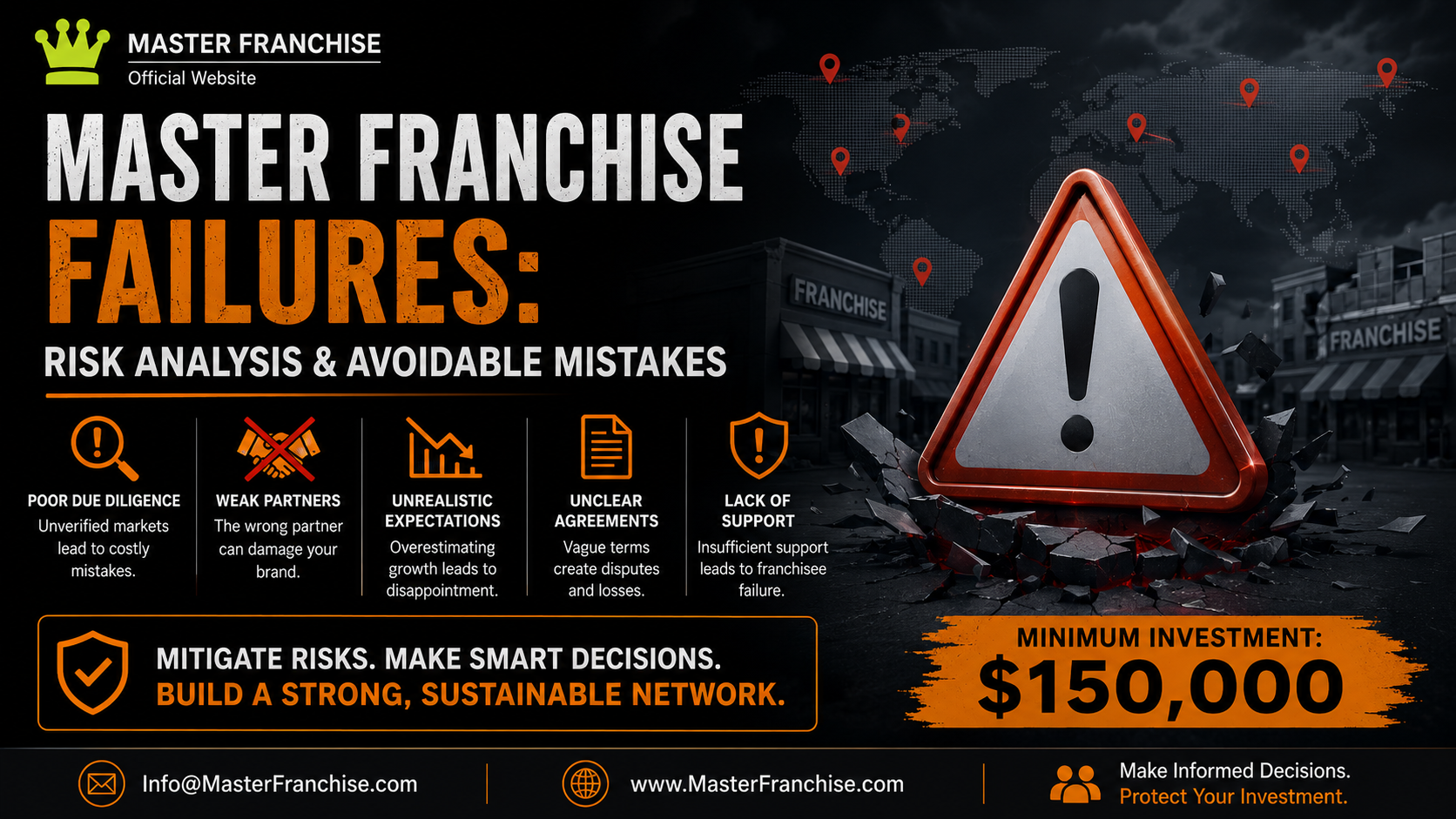 Master Franchise risk analysis highlighting common franchise mistakes, due diligence, and sustainable business growth.